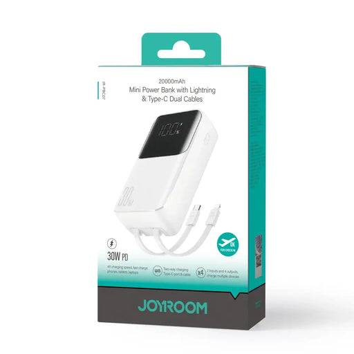 Joyroom JR-PBC07 20000mAh 30W mini power bank with USB-C and Lightning cables - white - Power