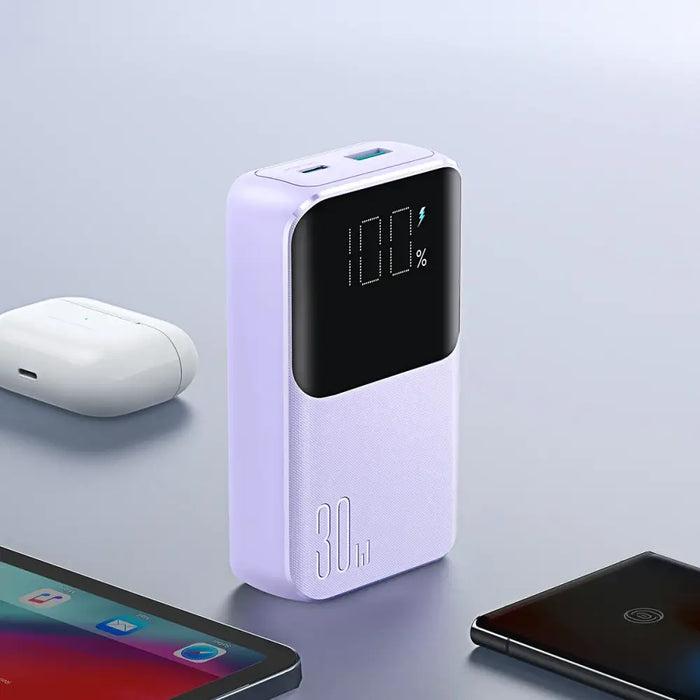 Joyroom JR-PBC07 20000mAh 30W mini power bank with USB-C and Lightning cables - purple - Powerbanks<<<HurtelXML
