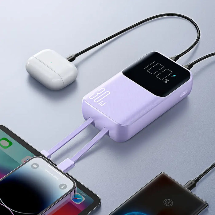 Joyroom JR-PBC07 20000mAh 30W mini power bank with USB-C and Lightning cables - purple - Powerbanks<<<HurtelXML