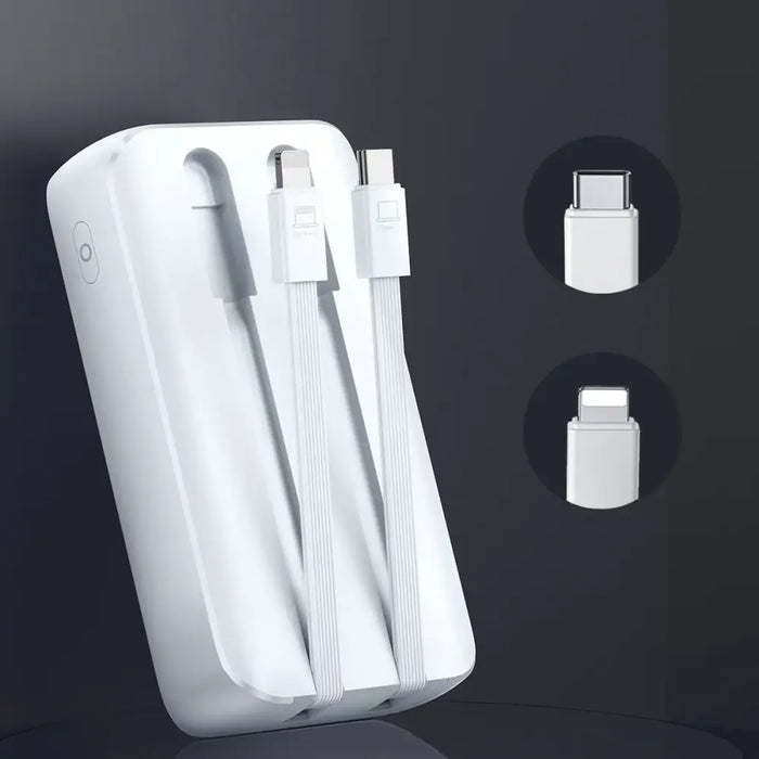 Joyroom JR-PBC07 20000mAh 30W mini power bank with USB-C and Lightning cables - white - Power