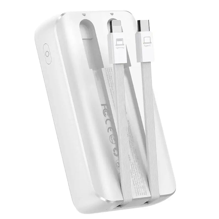 Joyroom JR-PBC07 20000mAh 30W mini power bank with USB-C and Lightning cables - white - Power