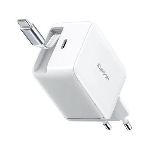 Joyroom JR-TCL06 67W GaN Wall Charger with Built-in Retractable USB-C Cable - White - Cell phone USB charger<<<HurtelXML