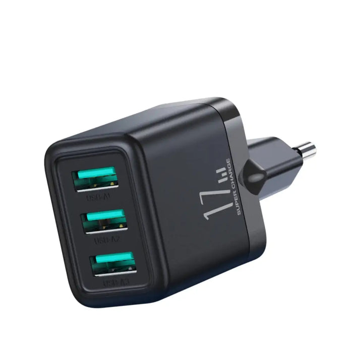 Joyroom JR-TCN02 3xUSB-A 17W 3.4A mains charger - black - Lightning cable<<<Accessories<<<Основна<<<DunaXML&&&Cell