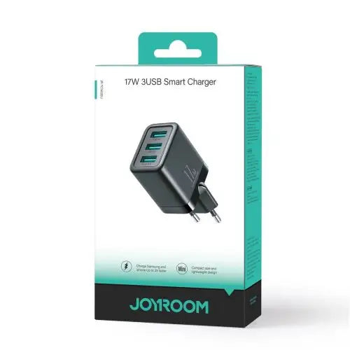 Joyroom JR-TCN02 3xUSB-A 17W 3.4A mains charger - black - Lightning cable<<<Accessories<<<Основна<<<DunaXML&&&Cell