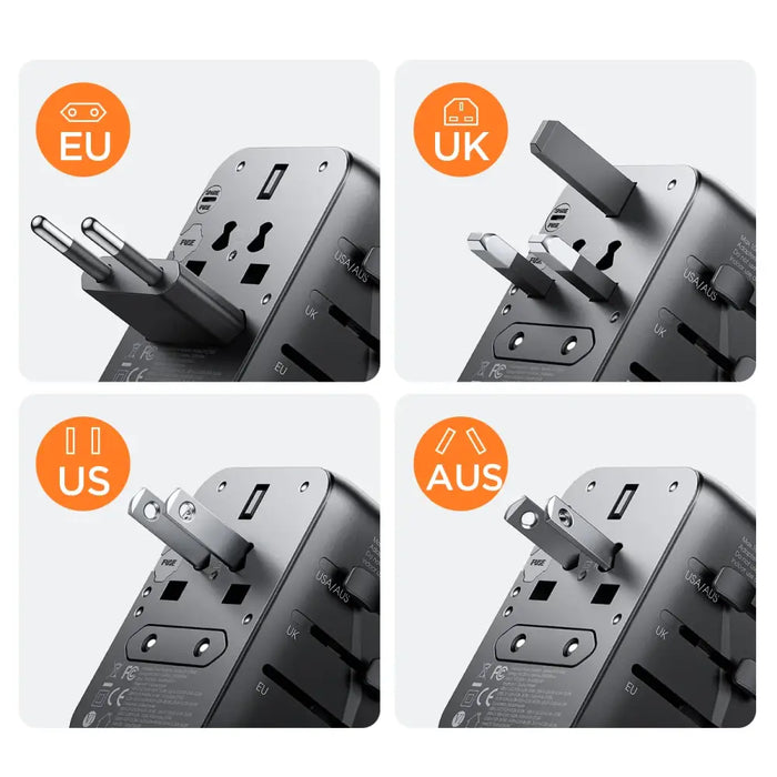 Joyroom JR-TCW01 Travel Adapter Universal 17W EU / US / UK / JP / AU / CN - Black - Cell phone USB charger<<<HurtelXML