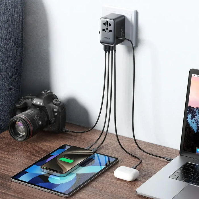 Joyroom JR-TCW02 65W Travel Adapter Universal EU / US / JP / AU / UK / CN - Black - Cell phone USB charger<<<HurtelXML