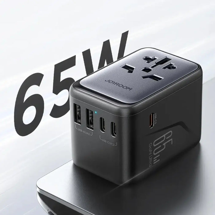 Joyroom JR-TCW02 65W Travel Adapter Universal EU / US / JP / AU / UK / CN - Black - Cell phone USB charger<<<HurtelXML