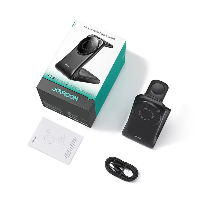 Joyroom JR-W15 Wireless Charger 3 in 1 Charging Station with MagSafe - Black - Cell phone USB charger<<<HurtelXML