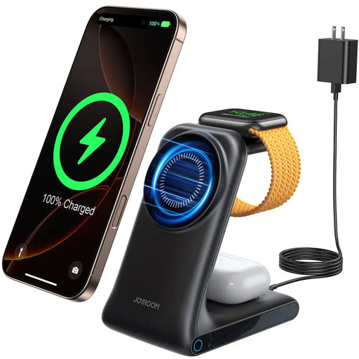 Joyroom JR-W15 Wireless Charger 3 in 1 Charging Station with MagSafe - Black - Cell phone USB charger<<<HurtelXML