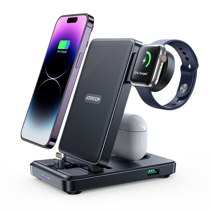 Joyroom JR-WQS02 iPhone AirPods Apple Watch 4in1 charging station foldable - black - Cell phone USB