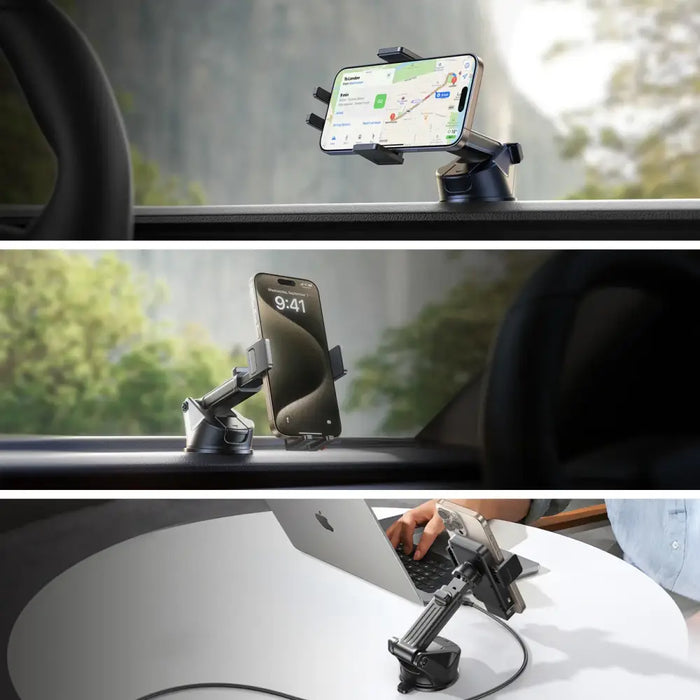 Joyroom JR-ZS241S car mount with inductive charger for dashboard - black - Uchwyty samochodowe z ładowarką Qi