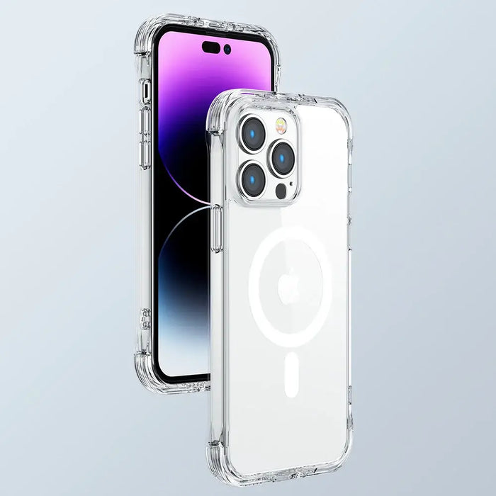 Joyroom Magnetic Defender Magnetic Case for iPhone 14 Pro Max Armored Cover with Hooks Stand Clear (MagSafe Compatible)
