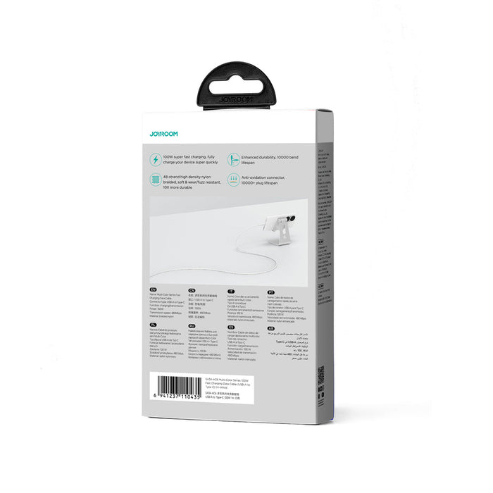 Joyroom Multi-Color Series S-A34 USB-A / USB-C 100W Cable 1m - White - Cell phone cables<<<HurtelXML&&&Type-C