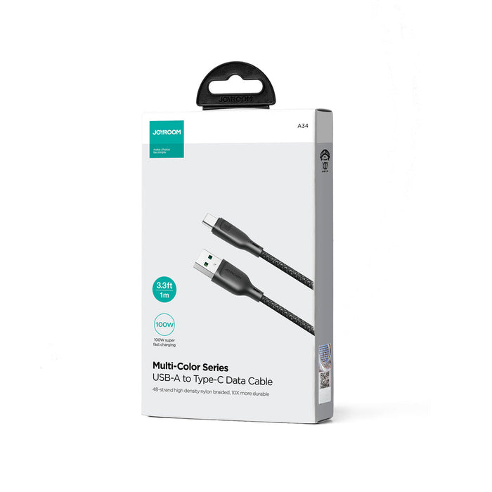 Joyroom Multi-Color Series S-A34 USB-A / USB-C cable 100W 1m - black - Cell phone cables<<<HurtelXML&&&Type-C