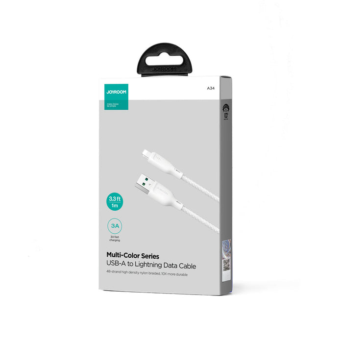 Joyroom Multi-Color Series S-A34 USB-A / Lightning 3A cable 1m - white - Cell phone cables<<<HurtelXML&&&Type-C