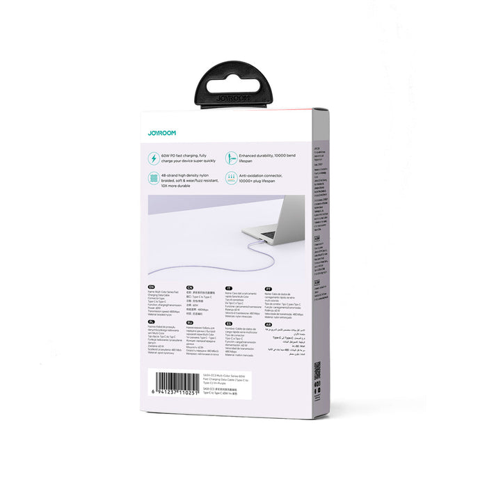 Joyroom Multi-Color Series S-A34 USB-C / USB-C PD 60W 1m Cable - Purple - Cell phone cables<<<HurtelXML&&&Type-C