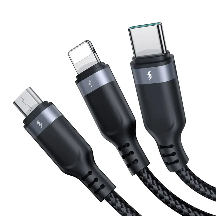 Joyroom Multi-Use Series S-A18 3in1 USB-A - Lightning / USB-C / micro USB cable 1.2m - black - Cell phone