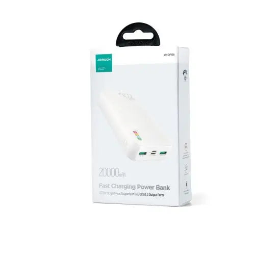 Joyroom Power Bank Dazzling Series with Digital Display C + U + U PD 22.5W 20000 mAh with Micro-USB input White