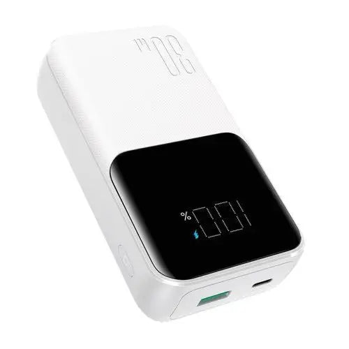 Joyroom Power Bank with Digital Display C + U PD 30W 20000 mAh with built-in Type-C and Lightning cable White