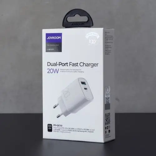 Joyroom Travel Charger C + U QC 3.0 PD 20W White EU (L-QP2011) - Wireless Headphones
