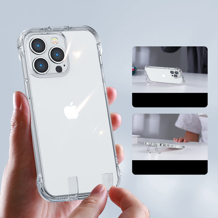 Joyroom Defender Series Case Cover for iPhone 14 Pro Armored Hook Cover Stand Clear (JR-14H2)
