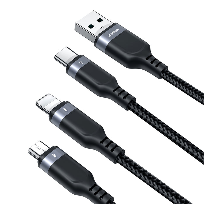 Joyroom Multi-Use Series S-A18 3in1 USB-A - Lightning / USB-C / micro USB cable 0.3m - black
