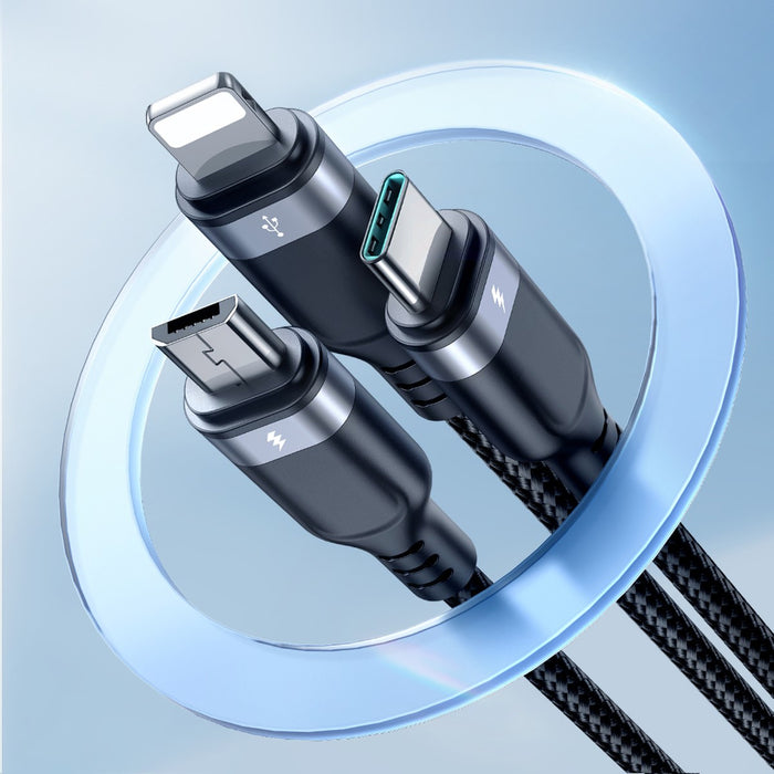 Joyroom Multi-Use Series S-A18 3in1 USB-A - Lightning / USB-C / micro USB cable 0.3m - black