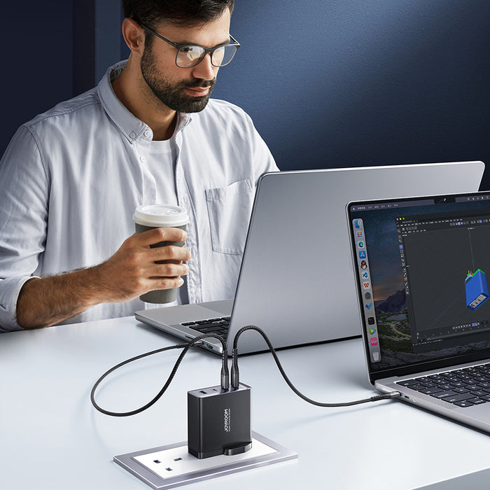 GaN charger UK Joyroom JR-TCG05UK 140W 3x USB-C USB-A + USB-C / USB-C cable 240W 1.2m
