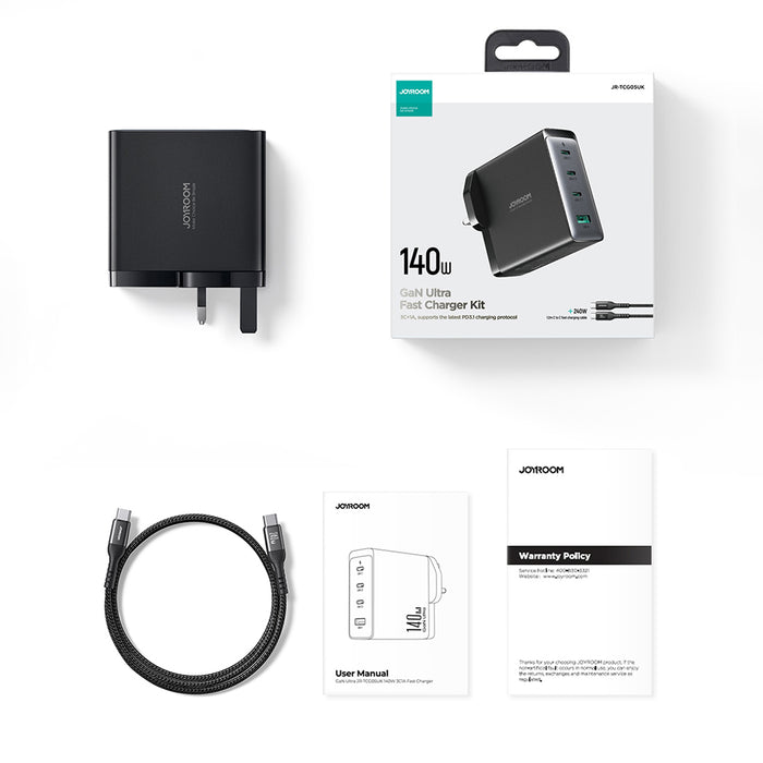GaN charger UK Joyroom JR-TCG05UK 140W 3x USB-C USB-A + USB-C / USB-C cable 240W 1.2m