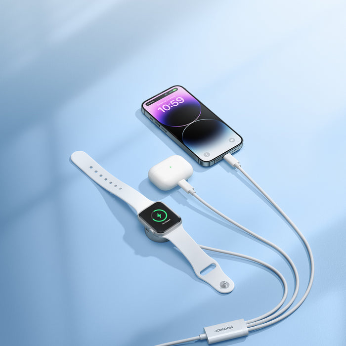 Joyroom S-IW007 3-in-1 cable USB-A magnetic charger - Lightning 1.2m - white