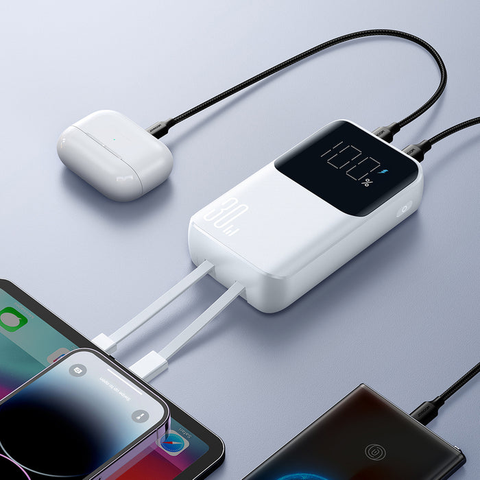 Mini power bank with built-in cables Joyroom JR-PBC06 30W 10000mAh - white