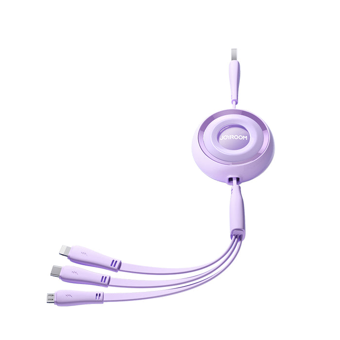 3in1 Joyroom Colorful USB to USB-C/Lightning/Micro USB cable 3.5A, 1m (purple)