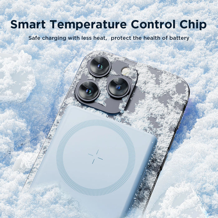 Powerbank Joyroom JR-PBM01 magnetic 10000mAh 20W with stand + Lightning cable - USB-C - blue