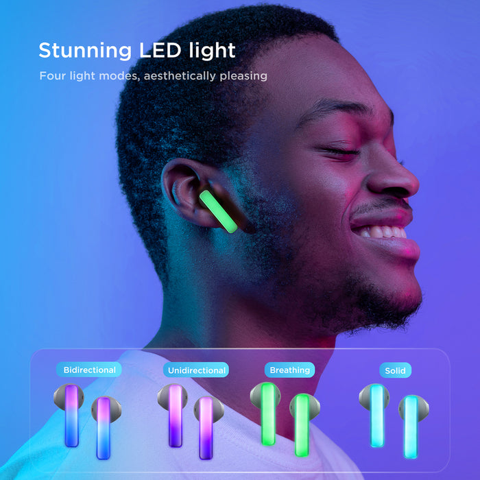 TWS Joyroom JR-TC1 IceLens Series wireless headphones with LED lights - white