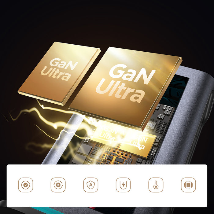 Joyroom JR-TCM02 Multiport GaN Charger 65W EU 4x USB-C 2x USB-A - Dark Gray