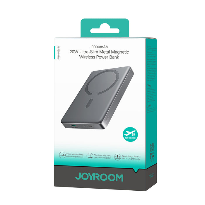 Joyroom JR-PBM08 Pro 10000mAh 20W Powerbank with 15W Inductive Charging Ultra-Thin - Gray