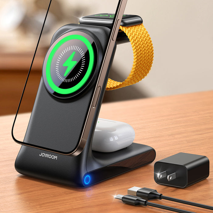 Joyroom JR-W15 Wireless Charger 3 in 1 Charging Station with MagSafe - Black