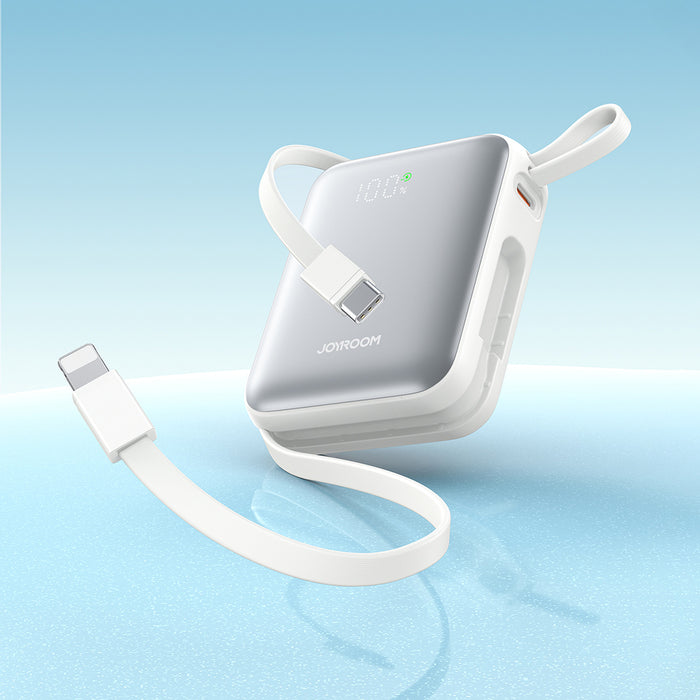 Joyroom JR-PBF27 10000mAh 22.5W Powerbank with Built-in USB-C and Lightning Cables - White