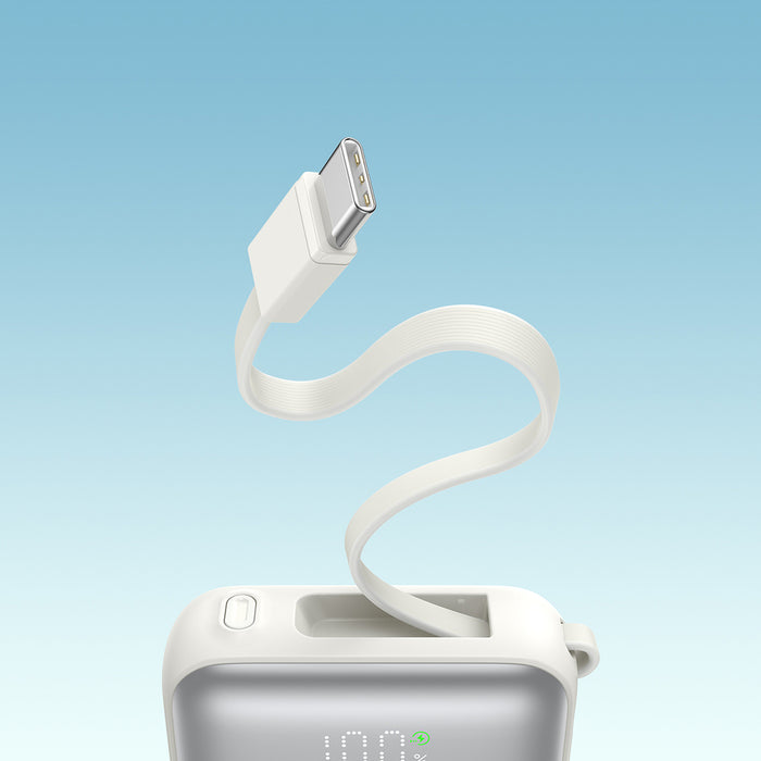 Joyroom JR-PBF27 10000mAh 22.5W Powerbank with Built-in USB-C and Lightning Cables - White