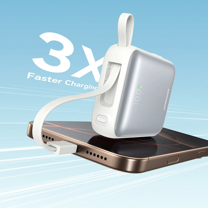 Joyroom JR-PBF27 10000mAh 22.5W Powerbank with Built-in USB-C and Lightning Cables - White