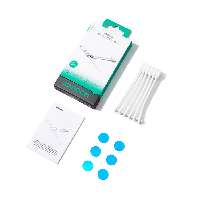 Joyroom JR-ZS422 Cable Organizer Silicone Headband with Magnet, Set of 6 - White