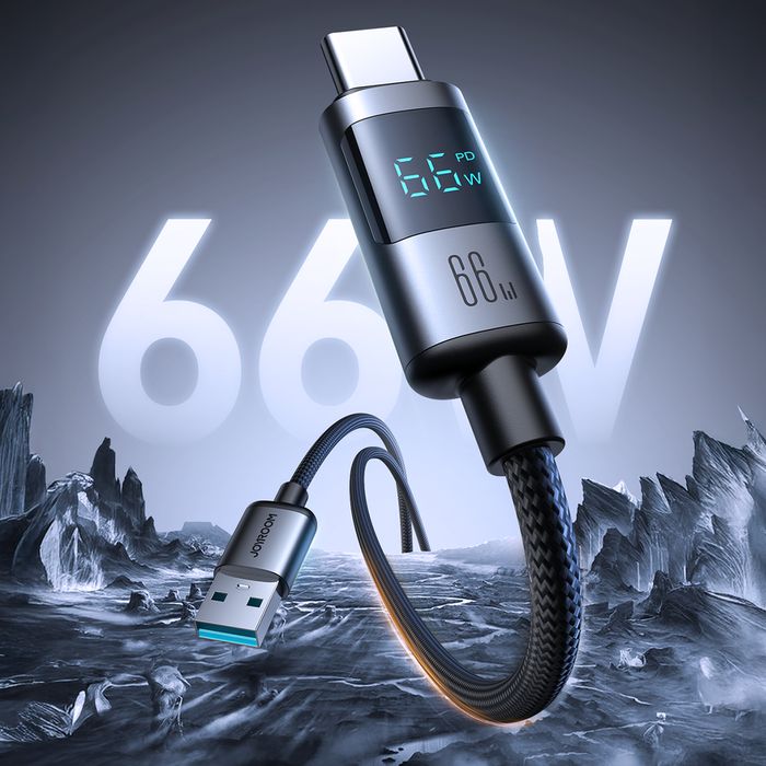Joyroom S-A16 Pro Prism Series 66W USB-A - USB-C Cable with Display 1.2m - Black
