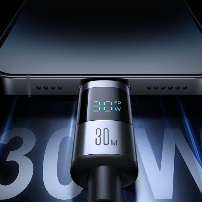 Joyroom S-A16 Pro Prism Series 30W USB-C - Lightning Cable with Display 1.2m - Black