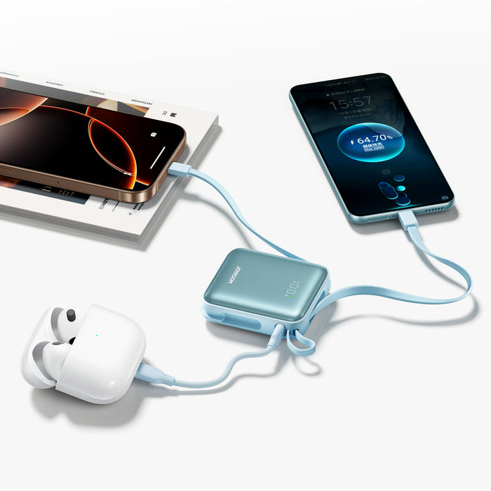 Joyroom JR-PBF27 22.5W 10000mAh Powerbank with Two Built-in Cables - Blue