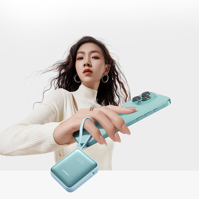 Joyroom JR-PBF27 22.5W 10000mAh Powerbank with Two Built-in Cables - Blue