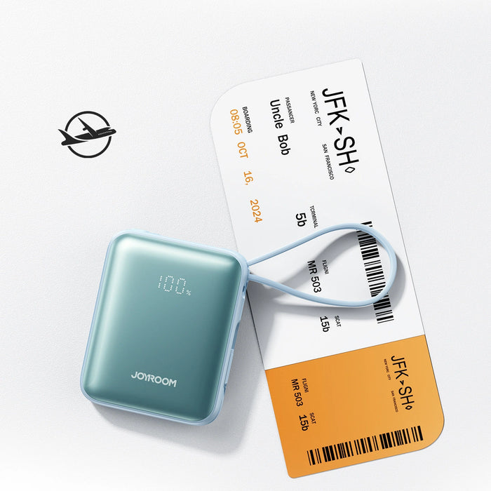 Joyroom JR-PBF27 22.5W 10000mAh Powerbank with Two Built-in Cables - Blue