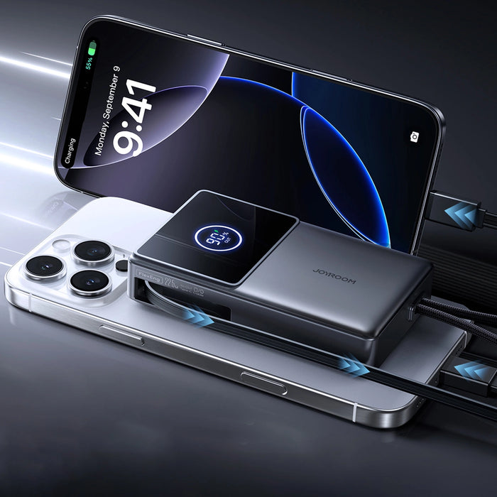 Joyroom JR-PR1 10000mAh 22.5W Powerbank with Built-in Retractable USB-C Cable - Black