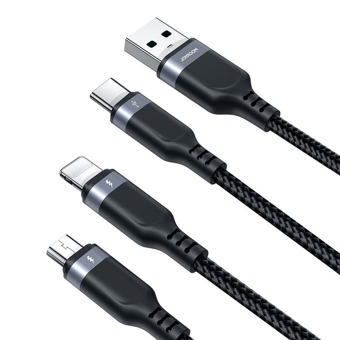 Joyroom S-A18 3in1 3.5A USB-A - Lightning+USB-C+MicroUSB cable 1.2m - black