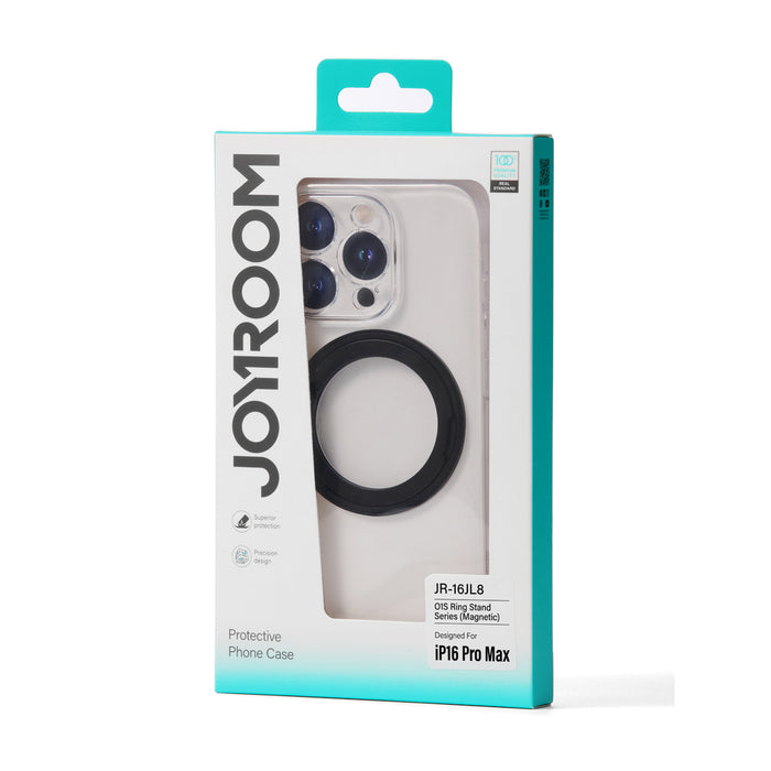 Joyroom JR-16JL6 iPhone 16 Pro Max Ultra-Thin MagSafe Compatible Case with 360° Ring Stand - Black