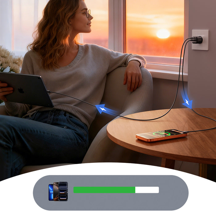 Joyroom JR-TG7 33W USB-A + USB-C wall charger with 30W USB-C - Lightning 1m cable - black
